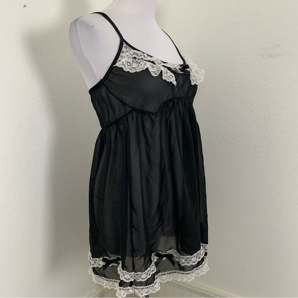 Passion Forever Black Nighty Size Medium French Maid Inspired Bows Coquette - Picture 17 of 17